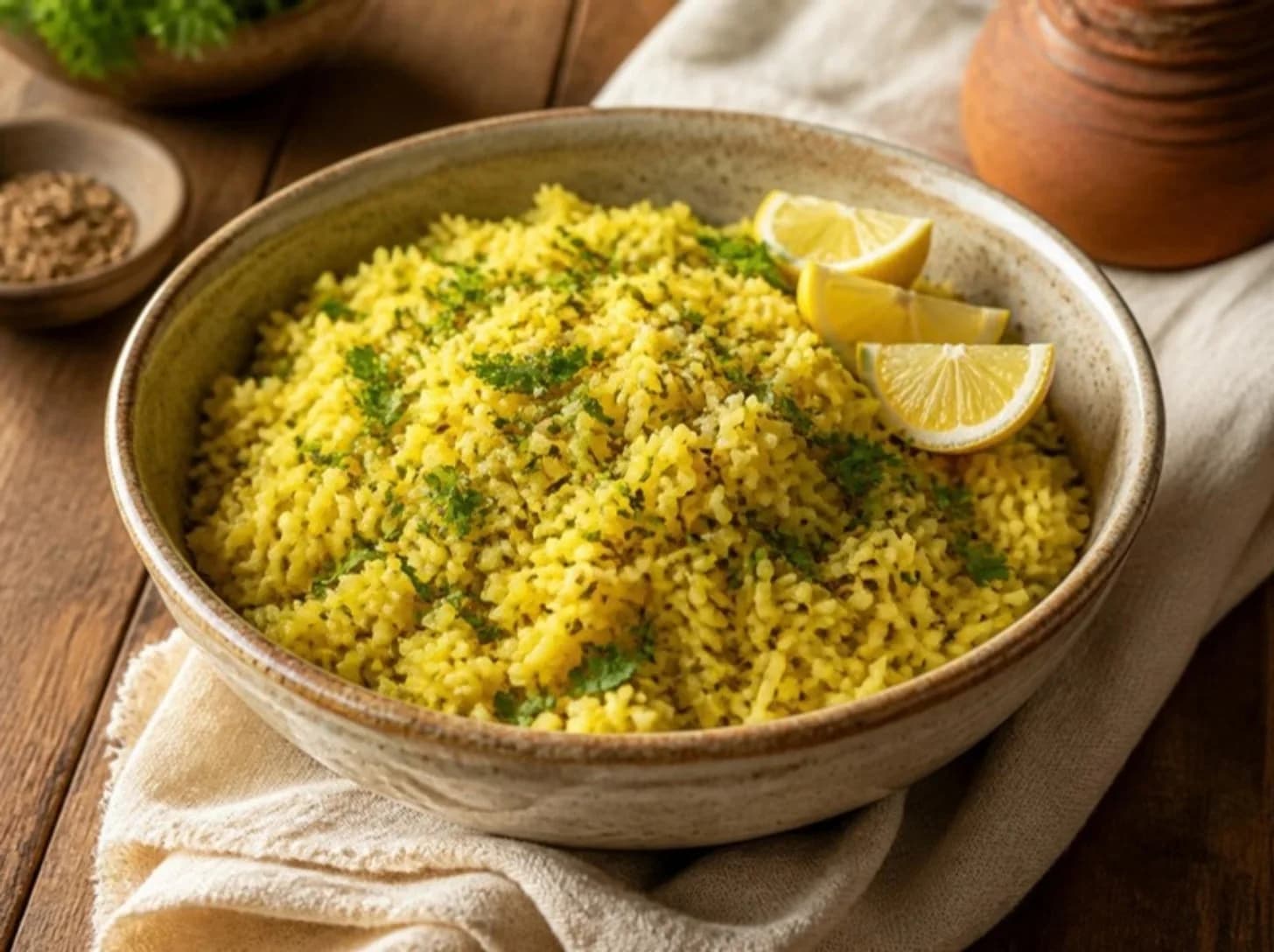 Riz au citron et au curcuma
