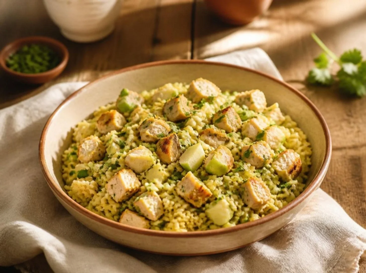 Salade de riz au poulet et au curry